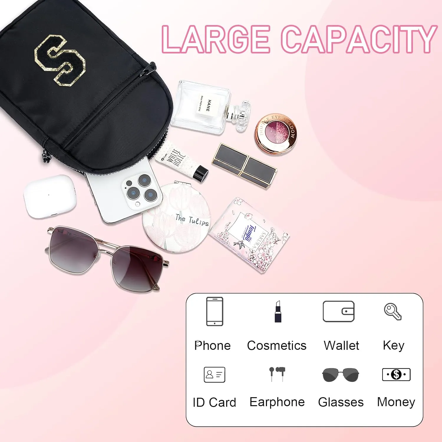 KKXIU Gifts for 6 7 8 9 10 11 12 Year Old Girls Initial Sling Bag Trendy Crossbody Fanny Pack for Teens