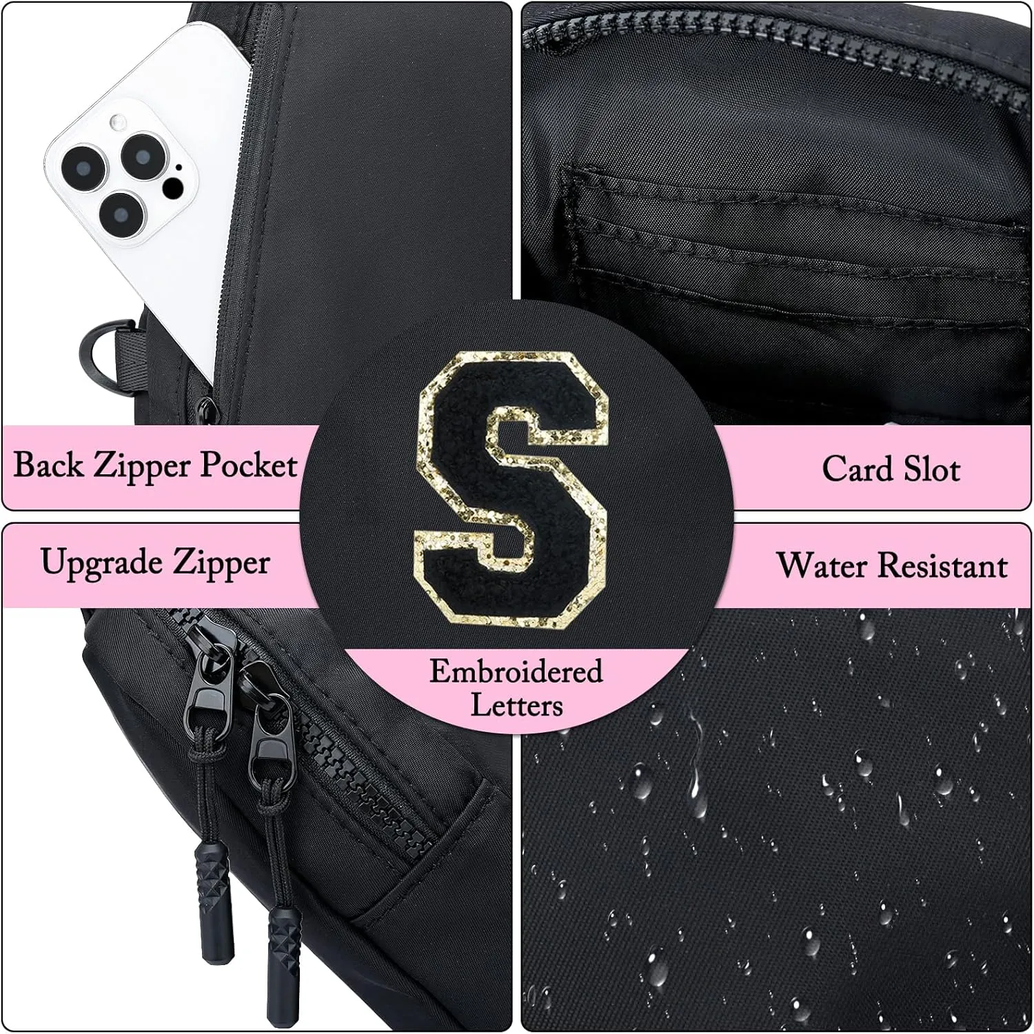 KKXIU Gifts for 6 7 8 9 10 11 12 Year Old Girls Initial Sling Bag Trendy Crossbody Fanny Pack for Teens