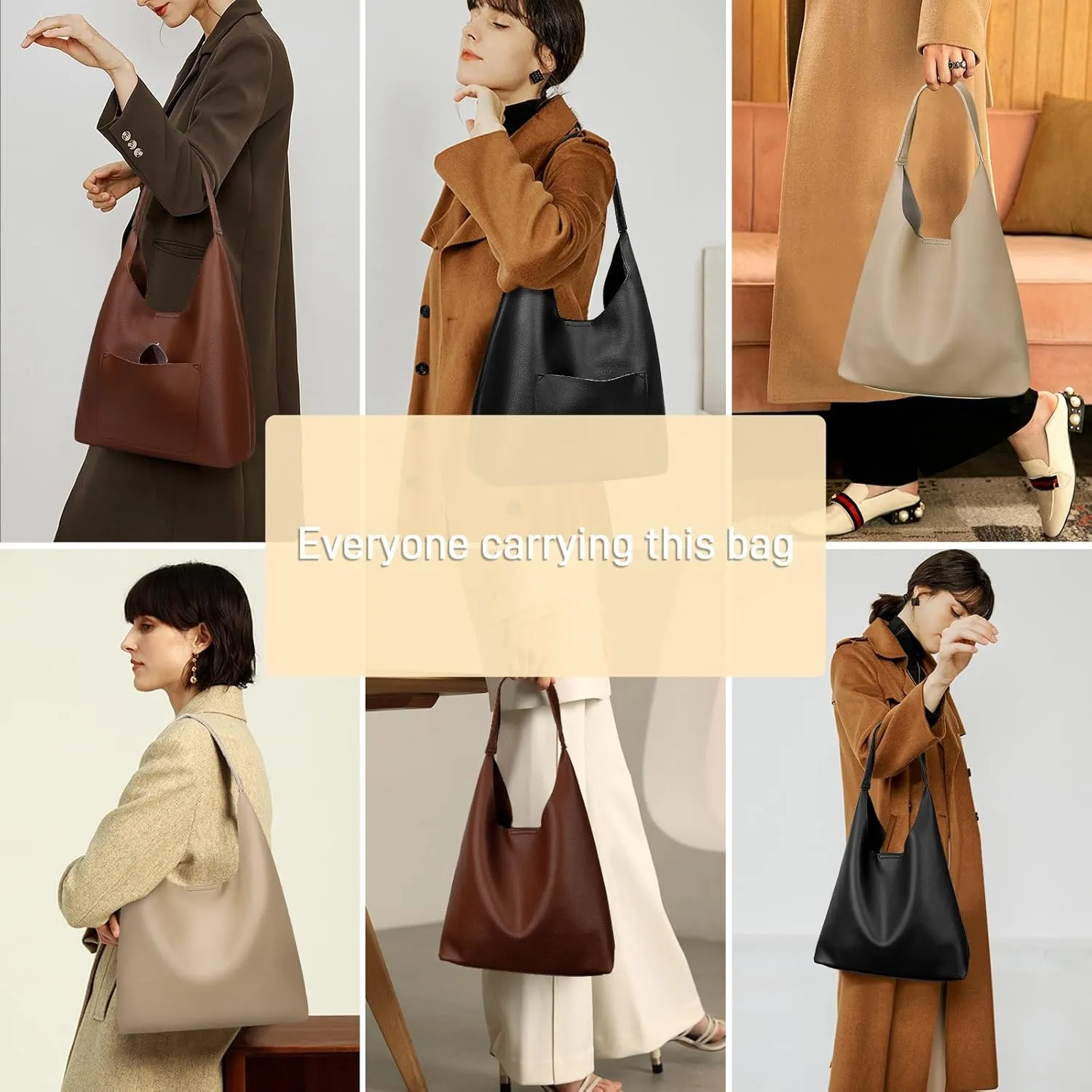 KKXIU Hobo Bags for Women Soft Vegan Leather Tote Purse Bag Slouchy Shoulder Handbag