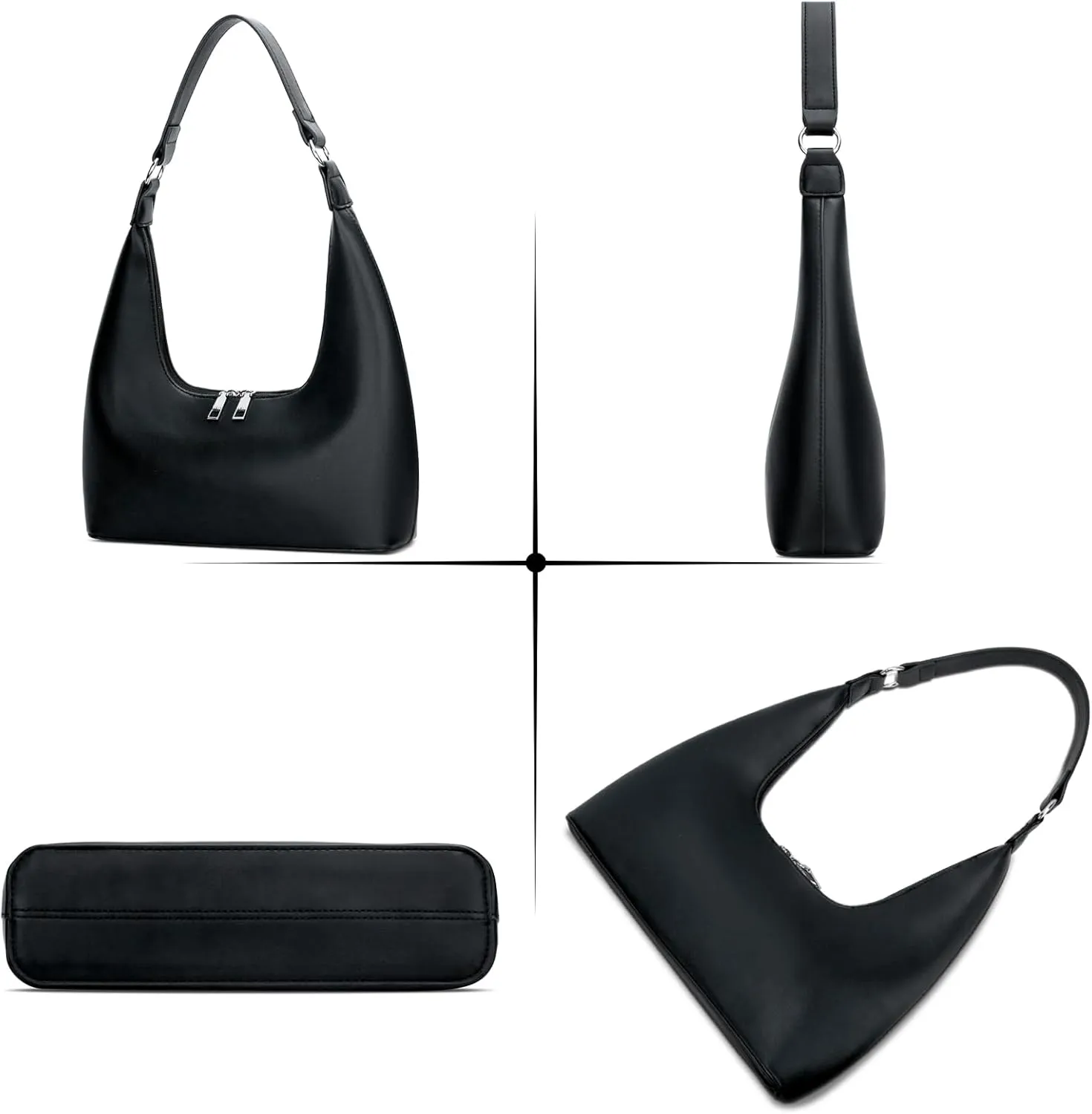 KKXIU Shoulder Bags for Women, Underarm Hobo Handbag Clutch Crossbody Purse with Removable Strap and Zipper Closure