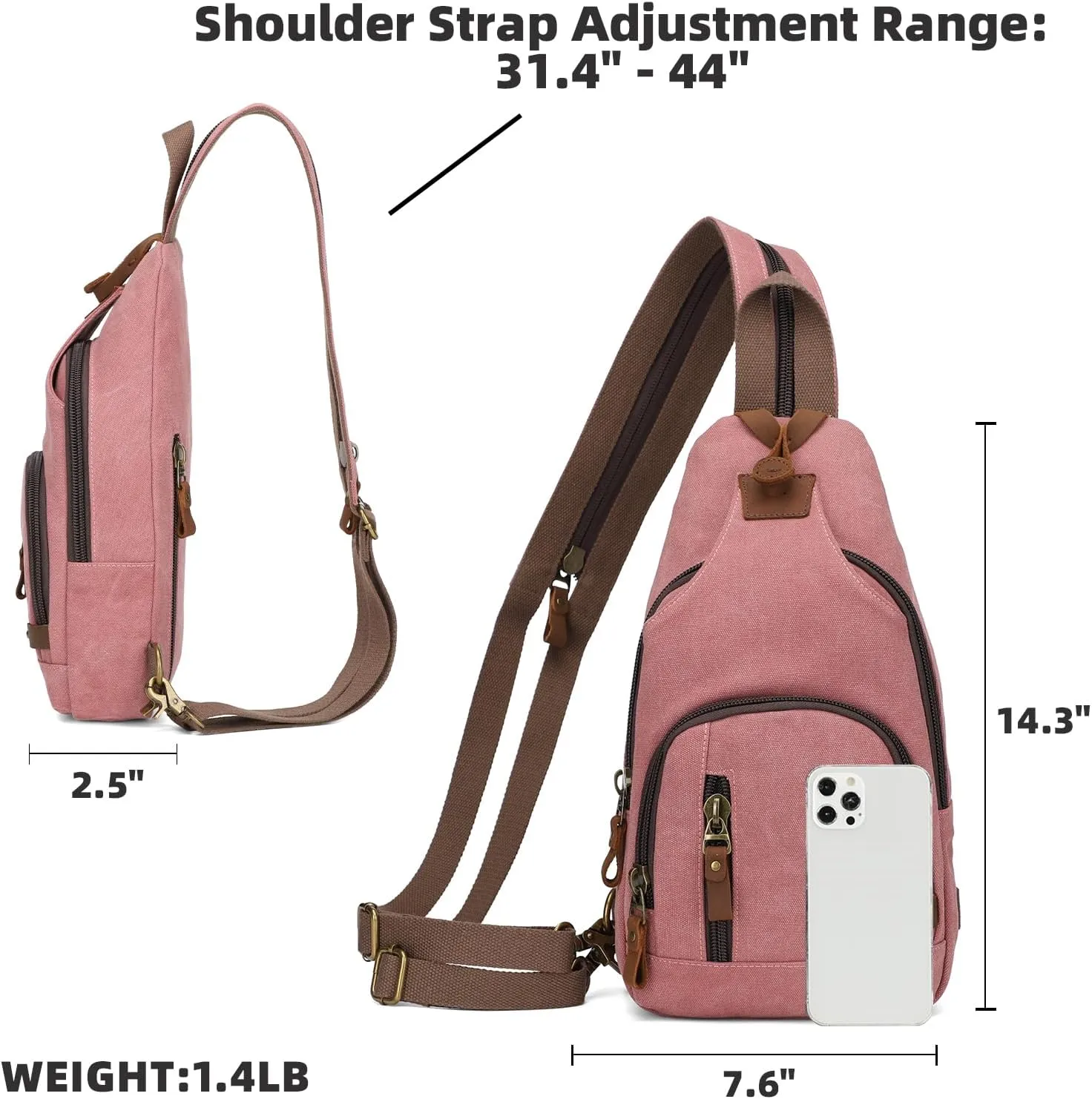 KL928 Canvas Sling Bag Crossbody Backpack Shoulder Casual Rucksack for Men Women