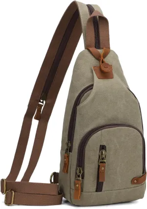 KL928 Canvas Sling Bag Crossbody Backpack Shoulder Casual Rucksack for Men Women