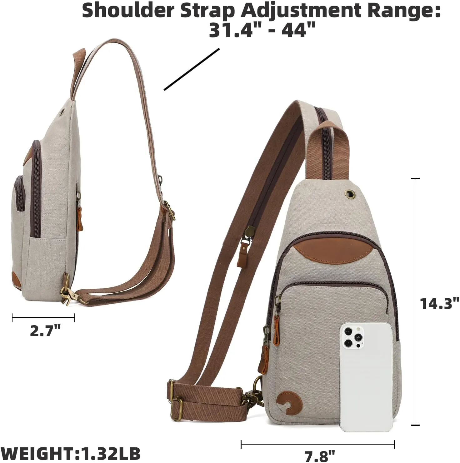 KL928 Canvas Sling Bag Crossbody Backpack Shoulder Casual Rucksack for Men Women