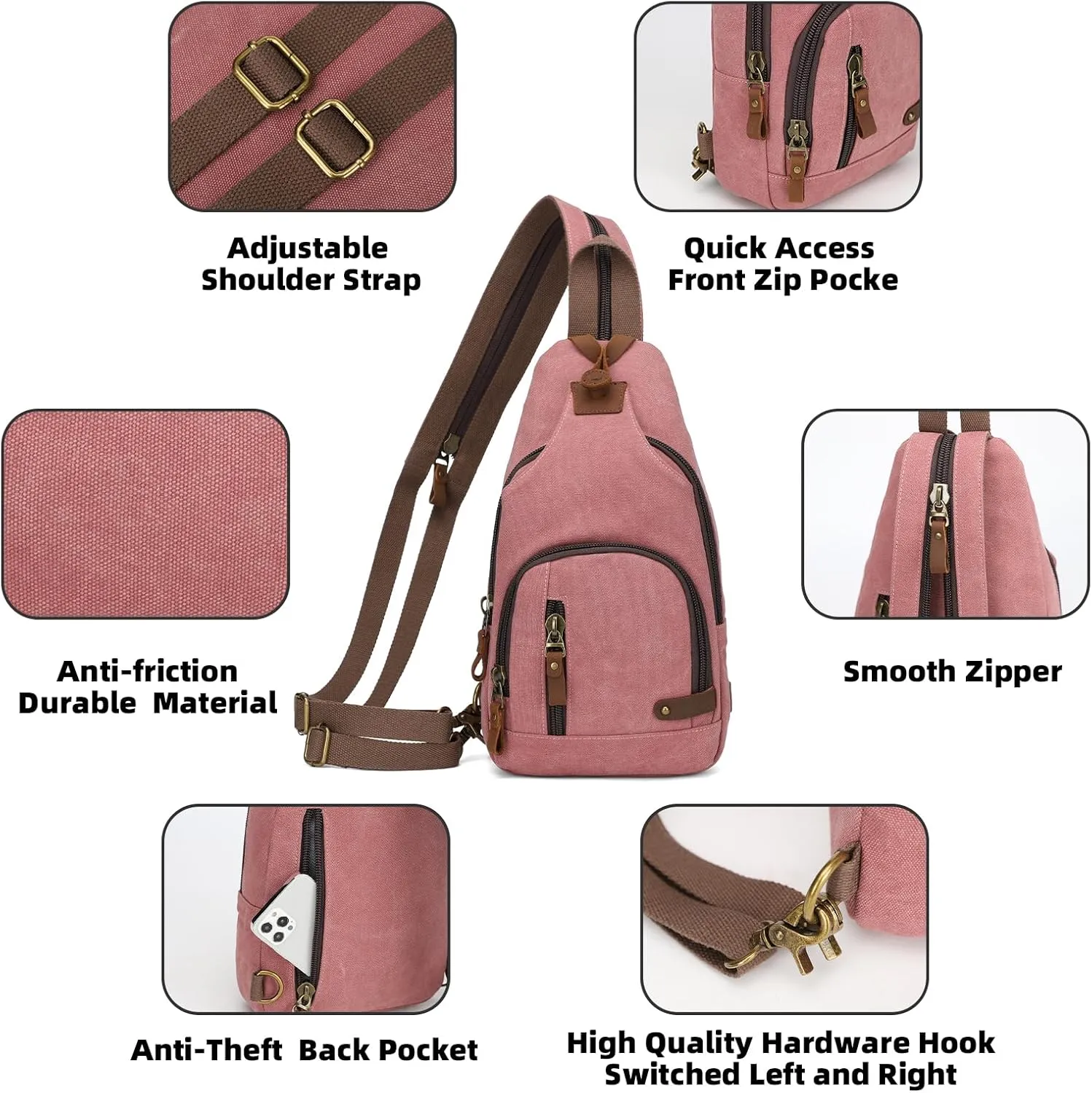 KL928 Canvas Sling Bag Crossbody Backpack Shoulder Casual Rucksack for Men Women