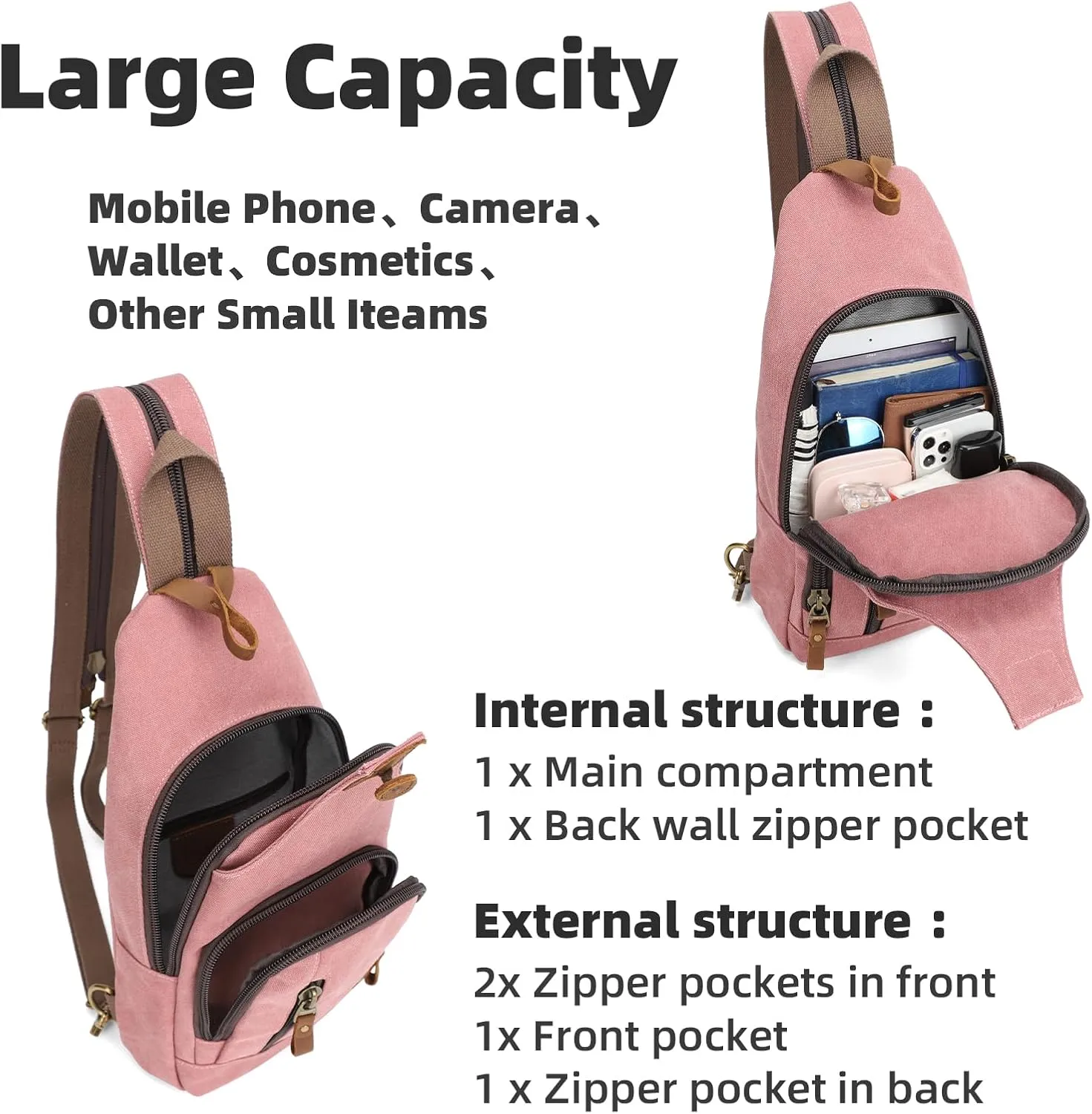 KL928 Canvas Sling Bag Crossbody Backpack Shoulder Casual Rucksack for Men Women