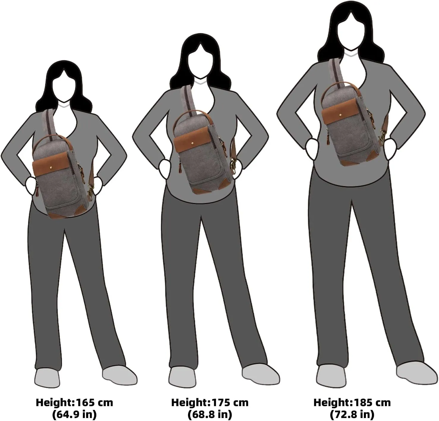 KL928 Canvas Sling Bag Crossbody Backpack Sling Backpack Shoulder Bag Casual Daypacks for Men Women