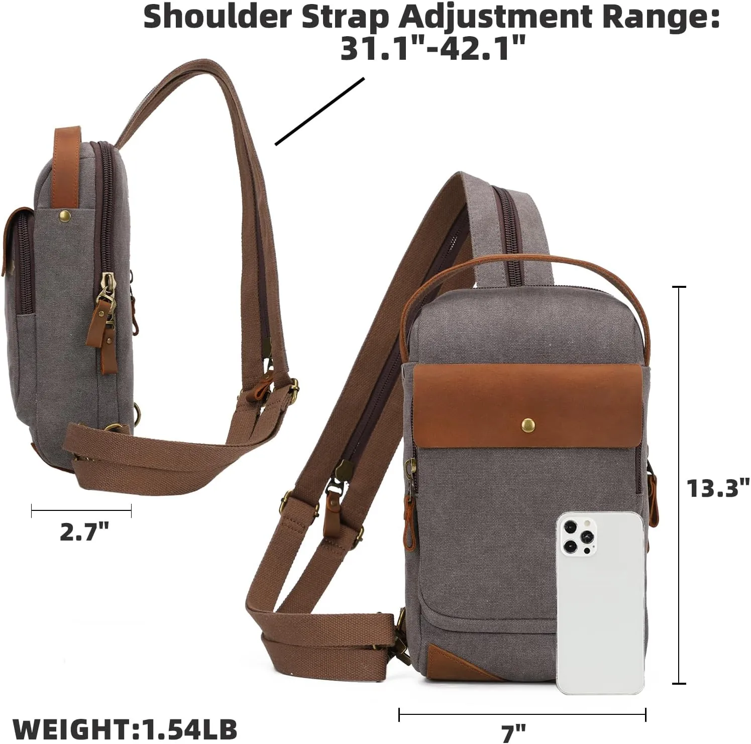 KL928 Canvas Sling Bag Crossbody Backpack Sling Backpack Shoulder Bag Casual Daypacks for Men Women