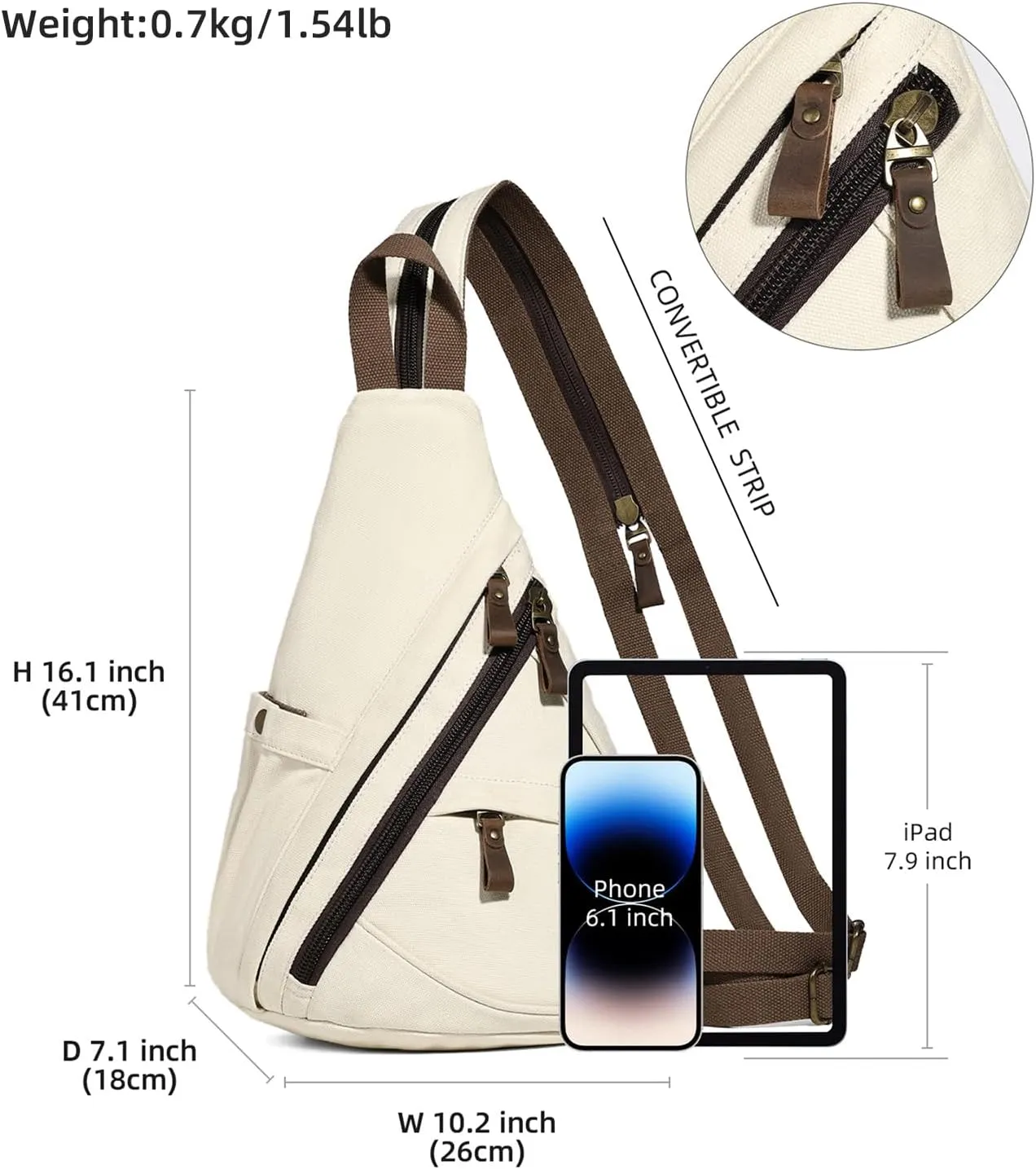 KL928 Canvas Sling Bag - Small Crossbody Backpack Shoulder Casual Daypack Rucksack for Men Women(Large Version)