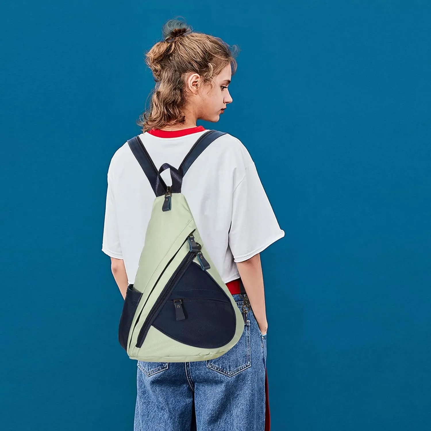 KL928 Nylon Sling Bag - Small Crossbody Backpack Shoulder Casual Daypack Multipurpose Rucksack for Men Women