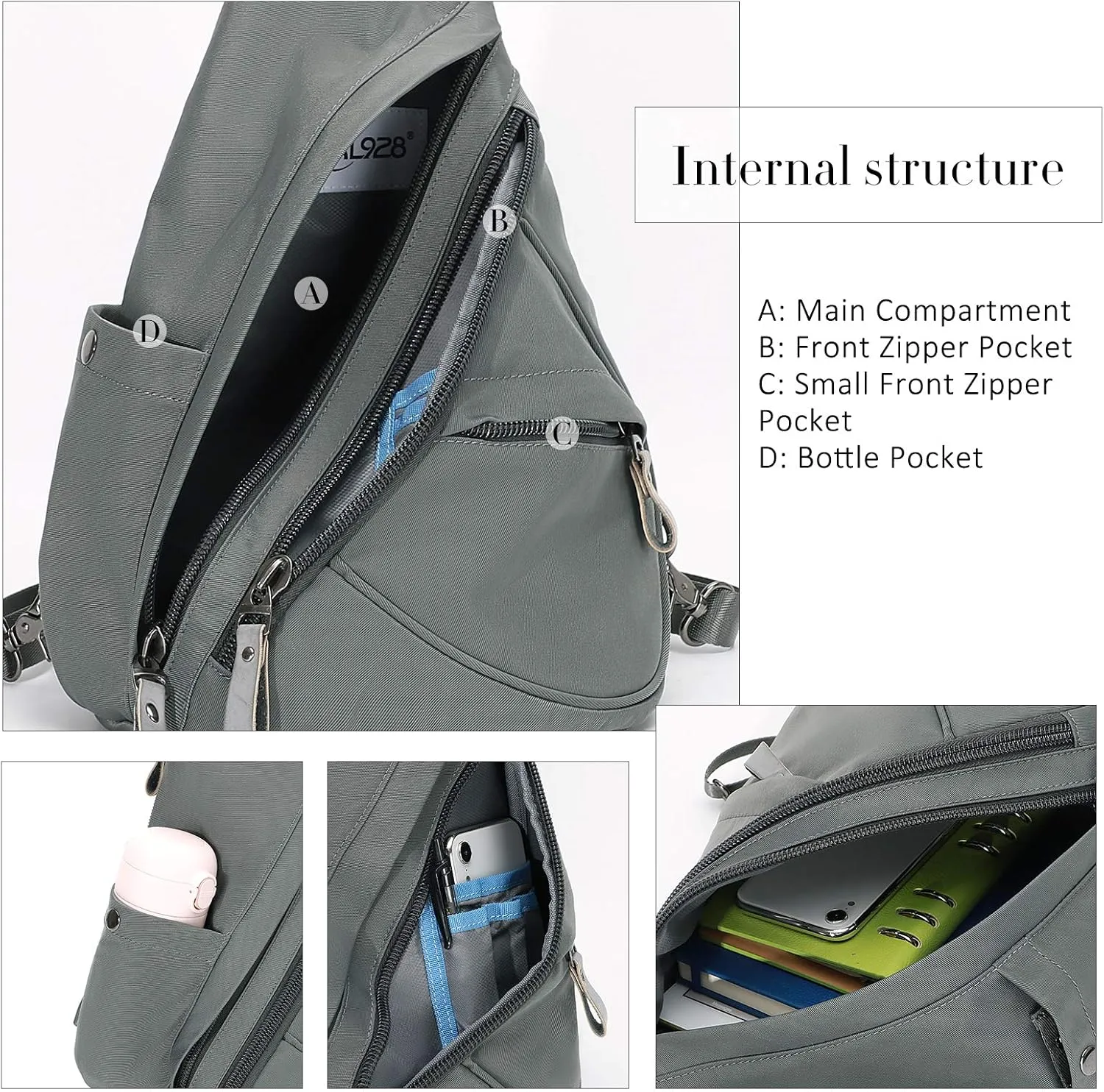 KL928 Nylon Sling Bag - Small Crossbody Backpack Shoulder Casual Daypack Multipurpose Rucksack for Men Women