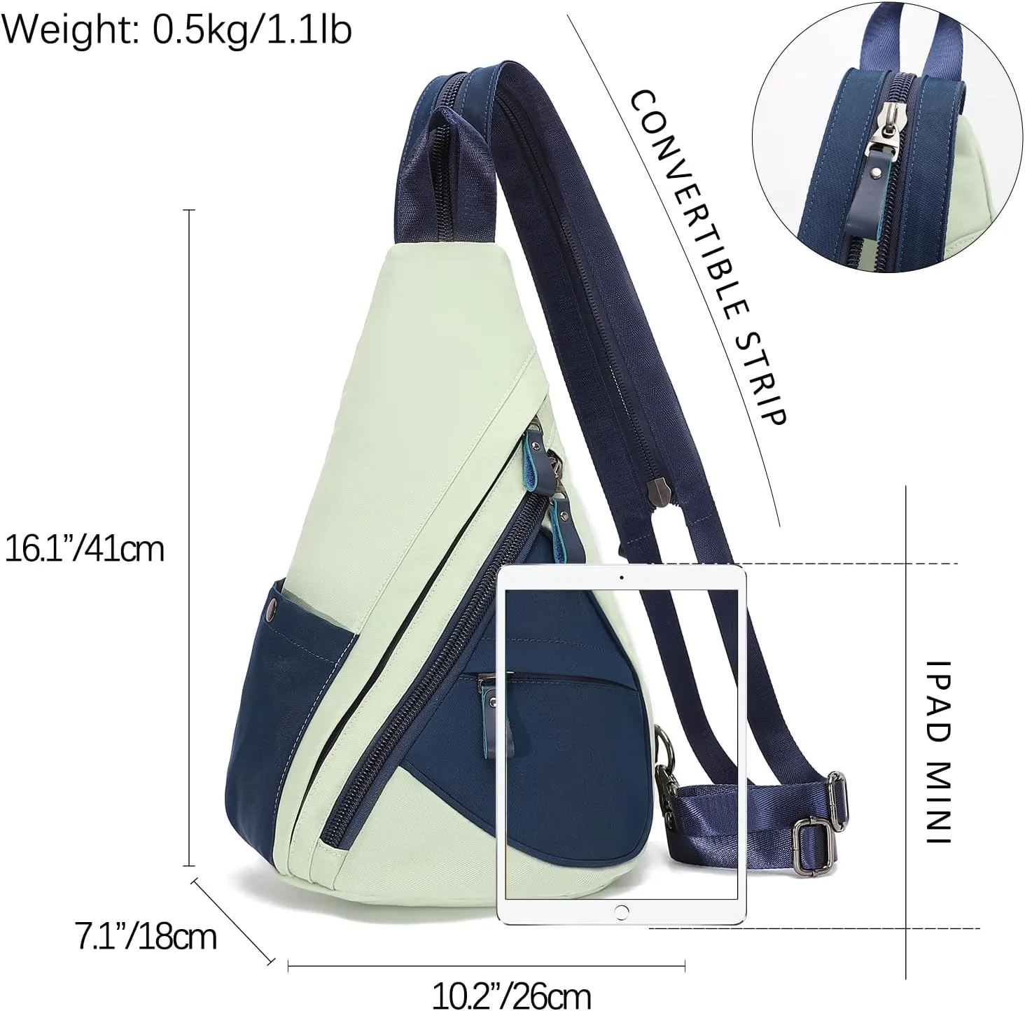 KL928 Nylon Sling Bag - Small Crossbody Backpack Shoulder Casual Daypack Multipurpose Rucksack for Men Women