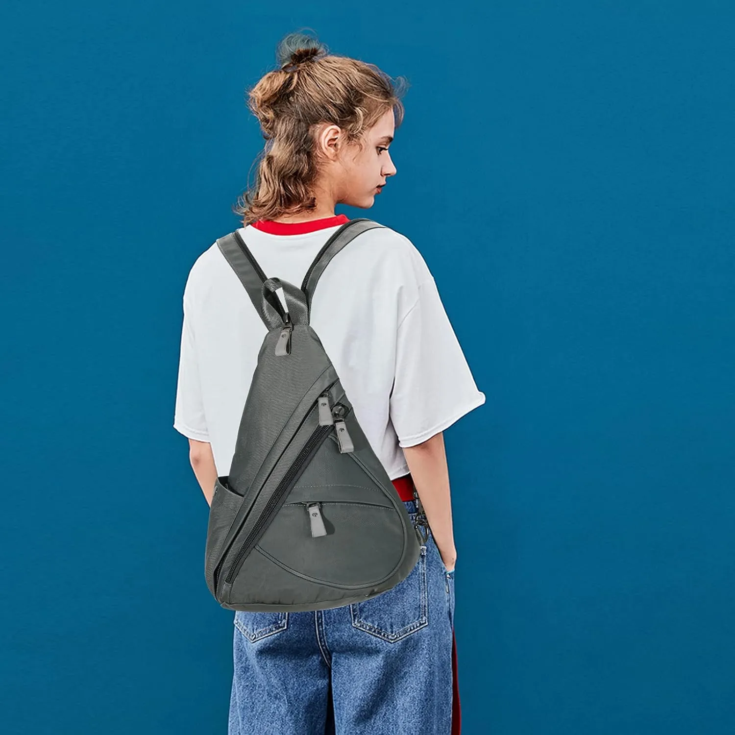 KL928 Nylon Sling Bag - Small Crossbody Backpack Shoulder Casual Daypack Multipurpose Rucksack for Men Women