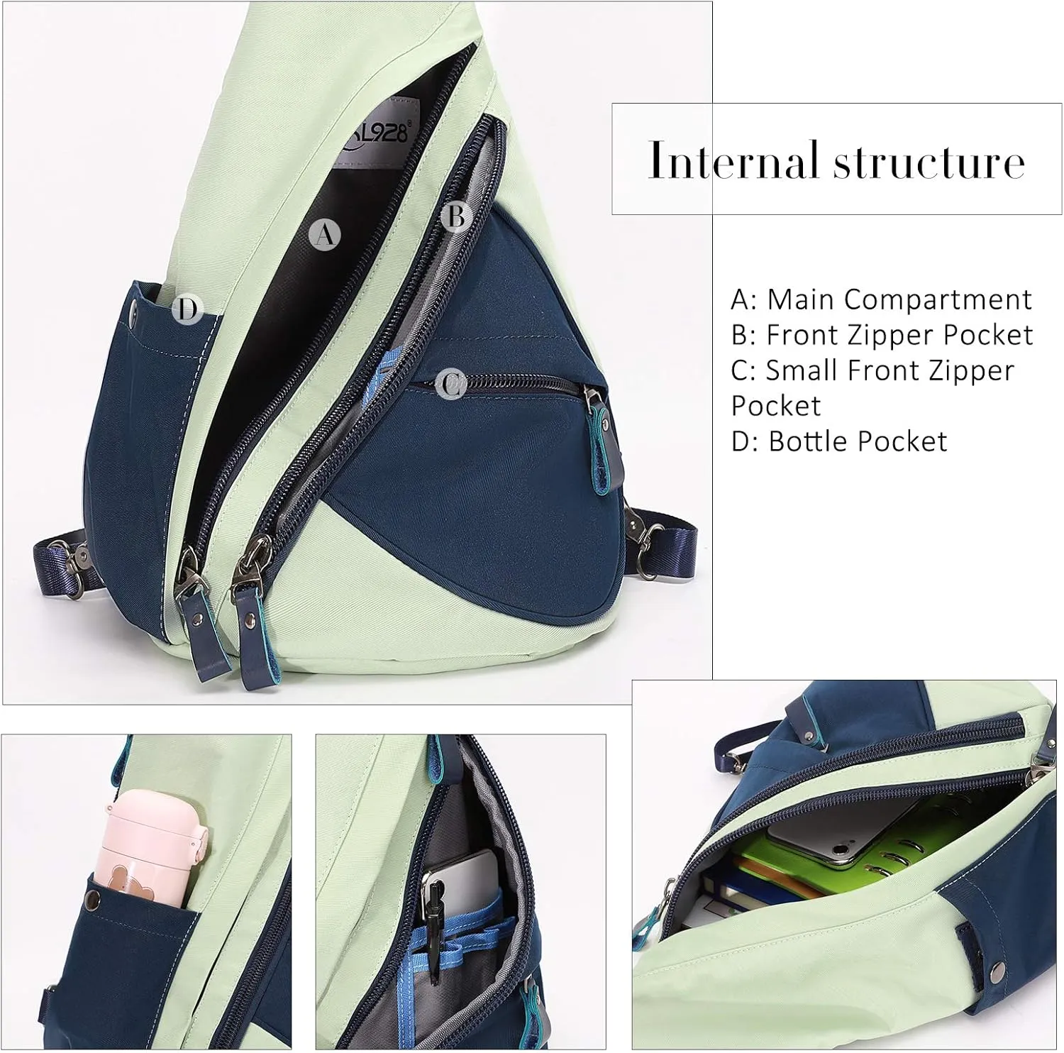 KL928 Nylon Sling Bag - Small Crossbody Backpack Shoulder Casual Daypack Multipurpose Rucksack for Men Women