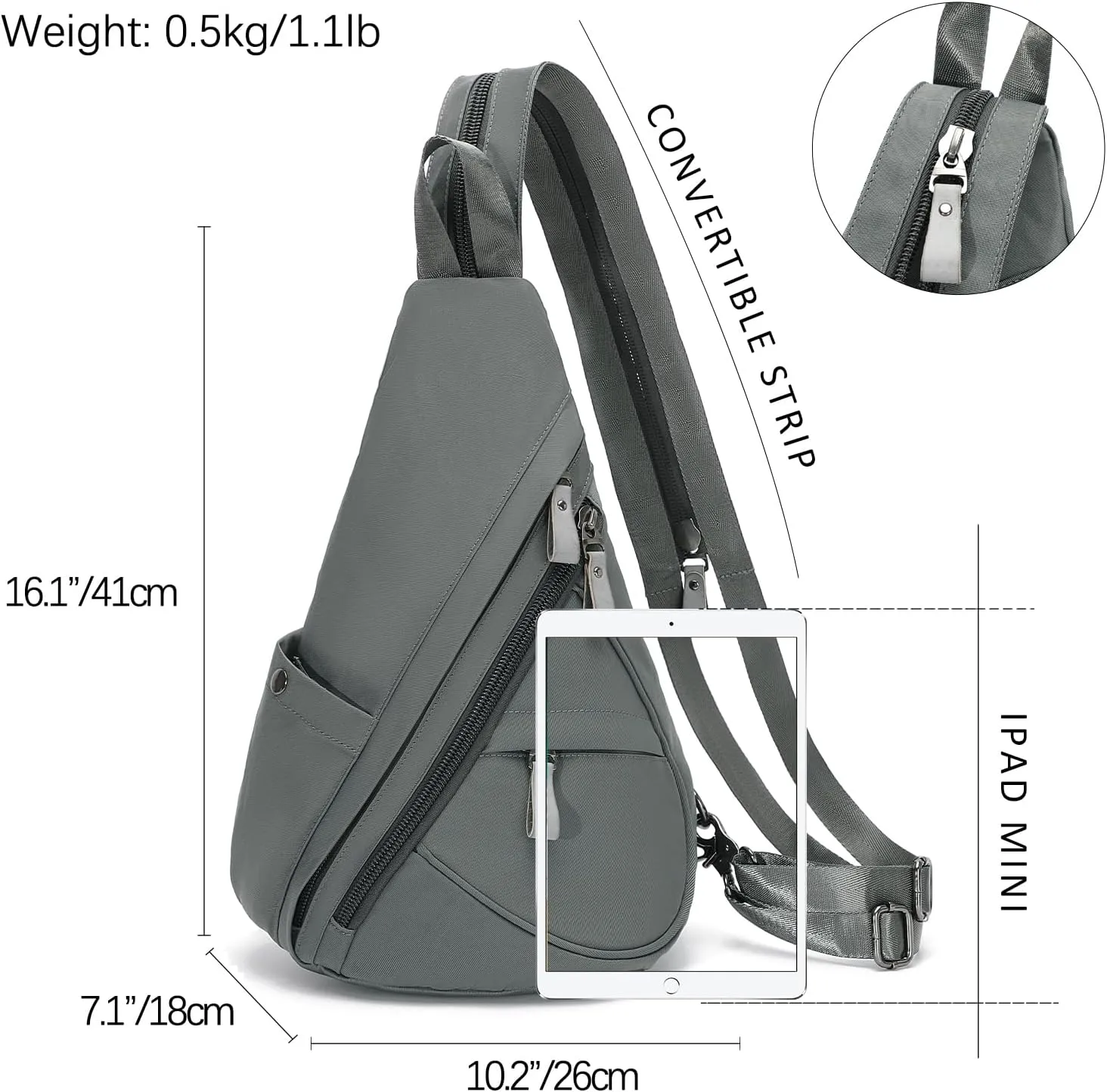 KL928 Nylon Sling Bag - Small Crossbody Backpack Shoulder Casual Daypack Multipurpose Rucksack for Men Women