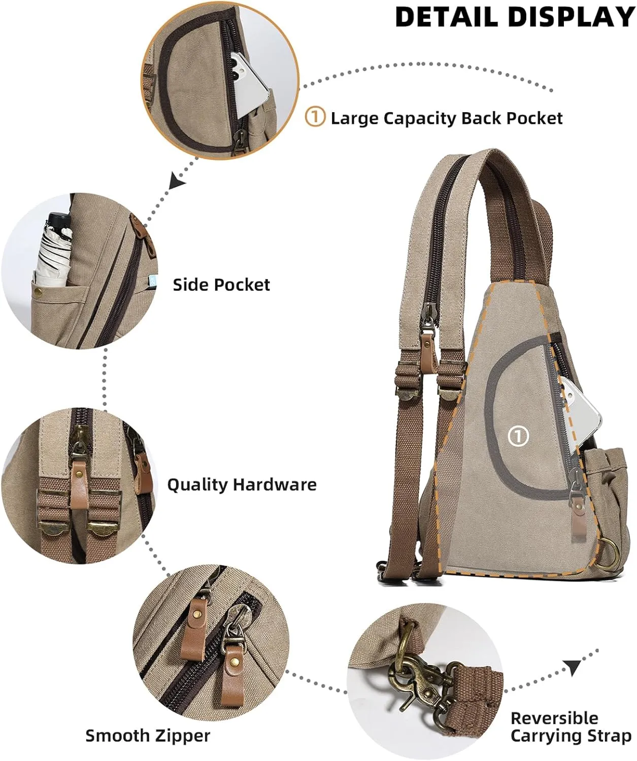 KL928 Sling Bag - Small Crossbody Backpack Shoulder Casual Daypack Rucksack for Men Women