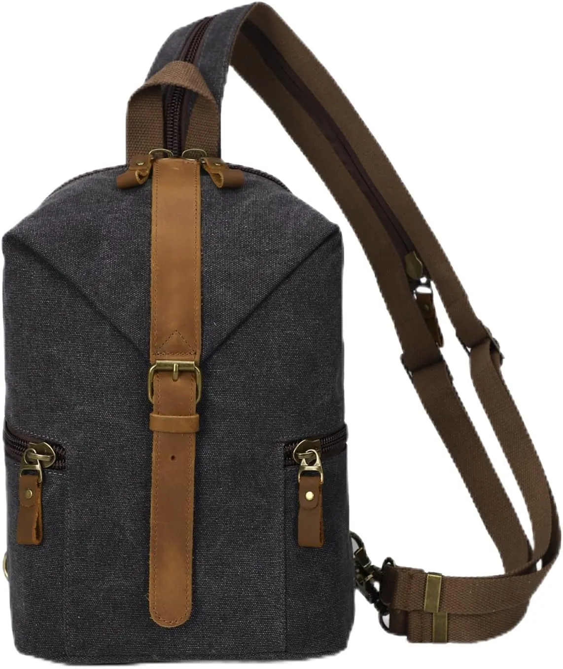 KouLi Buir Canvas Sling bag,Small Crossbody Backpack,Convertible Chest Bag Casual Daypack For Outdoor Cycling Hiking Travel (B2463-Black)