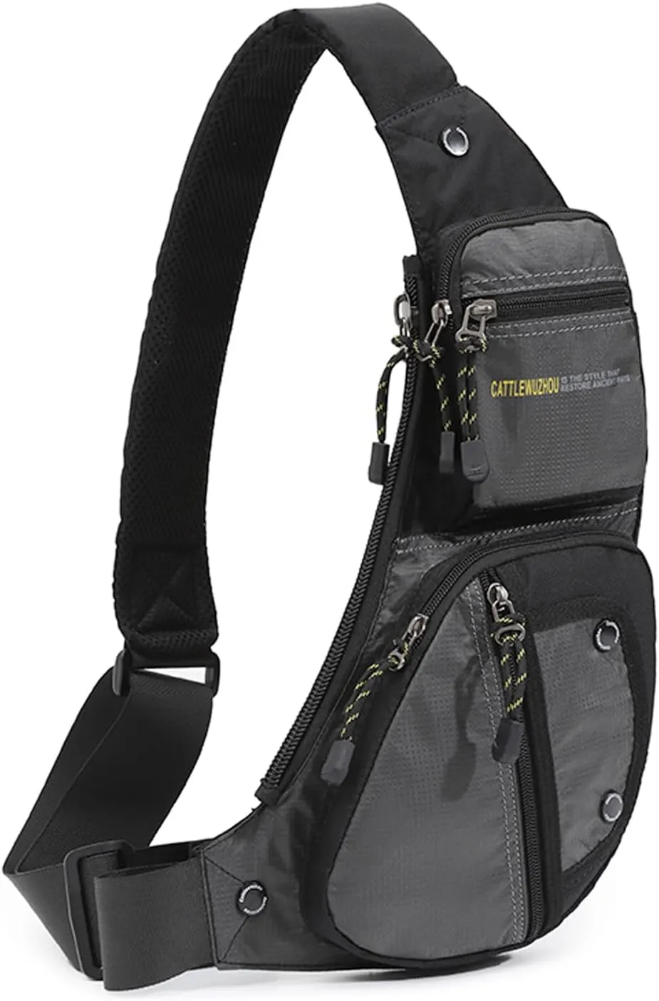 KPYWZER Nylon Sling Bag for Men Chest Bag Bicycle Travel Gym Backpack Daypack Crossbody Shoulder Bag Hiking