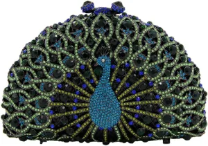 Ladies Crystal Handbag Wedding Evening-Bag Chain Luxury Women Clutch-Purse Peacock