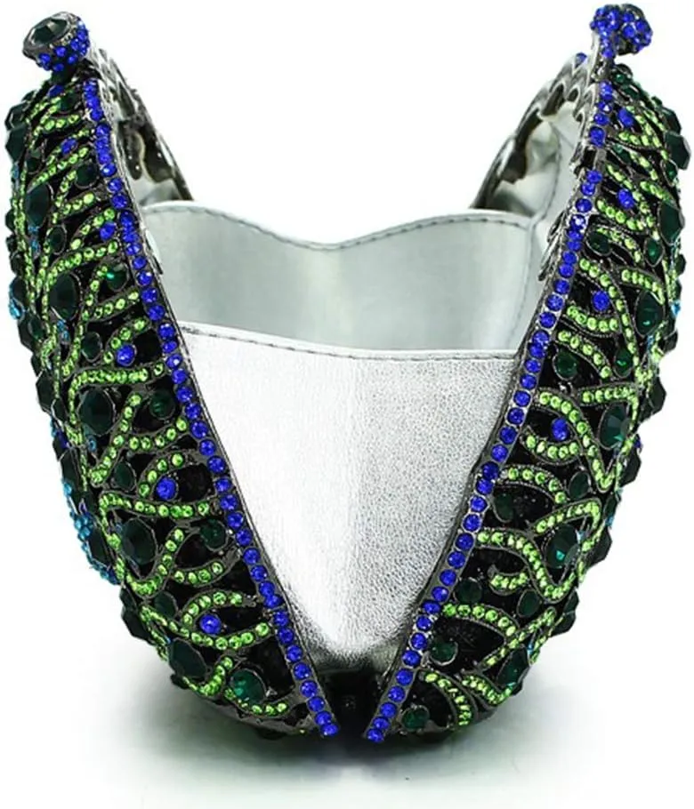 Ladies Crystal Handbag Wedding Evening-Bag Chain Luxury Women Clutch-Purse Peacock