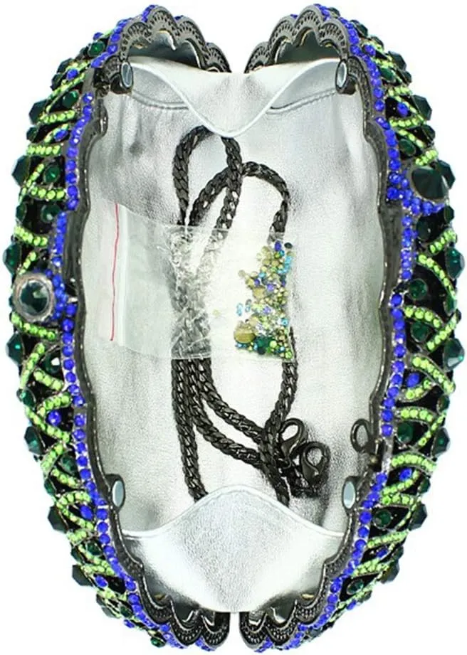 Ladies Crystal Handbag Wedding Evening-Bag Chain Luxury Women Clutch-Purse Peacock