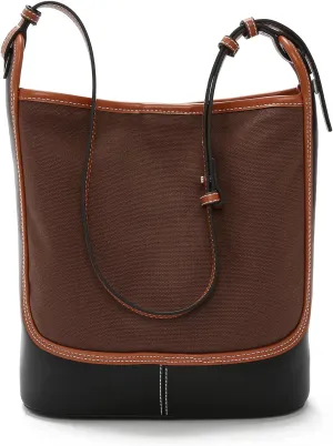 LAORENTOU Canvas Designer Shoulder Bag for Women, Bucket Crossbody Bag for Ladies, Large Capacity Tote Bag