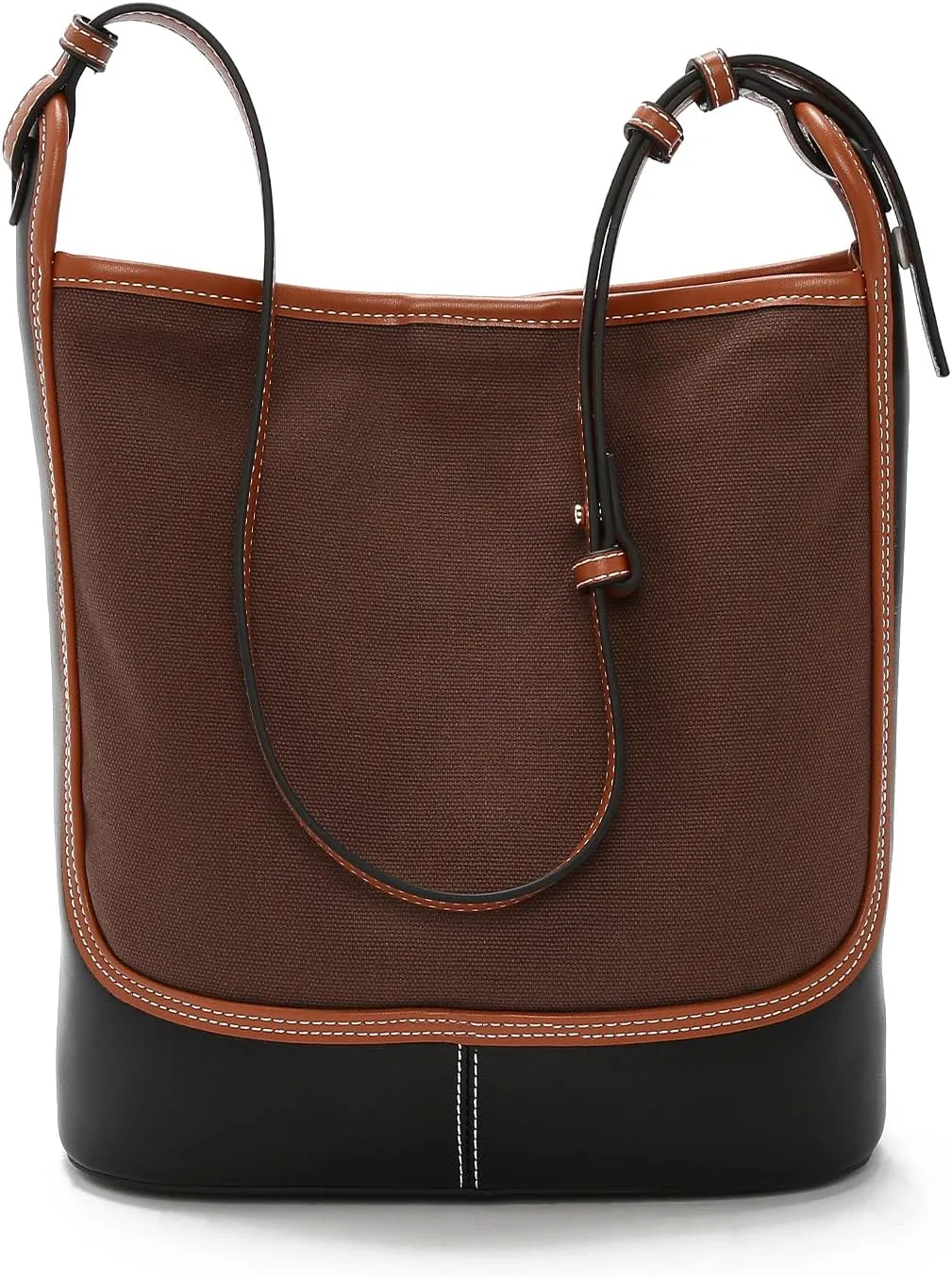 LAORENTOU Canvas Designer Shoulder Bag for Women, Bucket Crossbody Bag for Ladies, Large Capacity Tote Bag