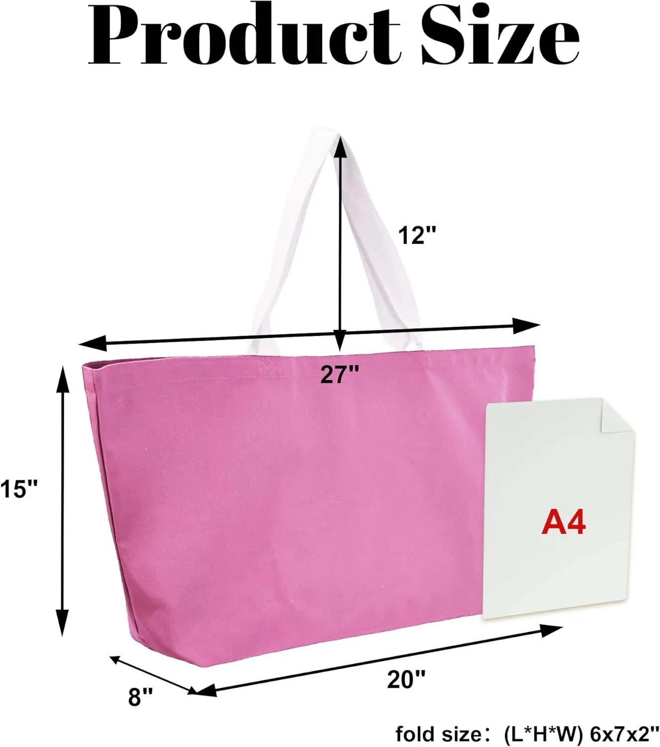 Large Canvas Tote Bag - Reusable Grocery Bag Foldable Heavy Duty Shopping Bag for DIY Art Crafts Painting Embroidery