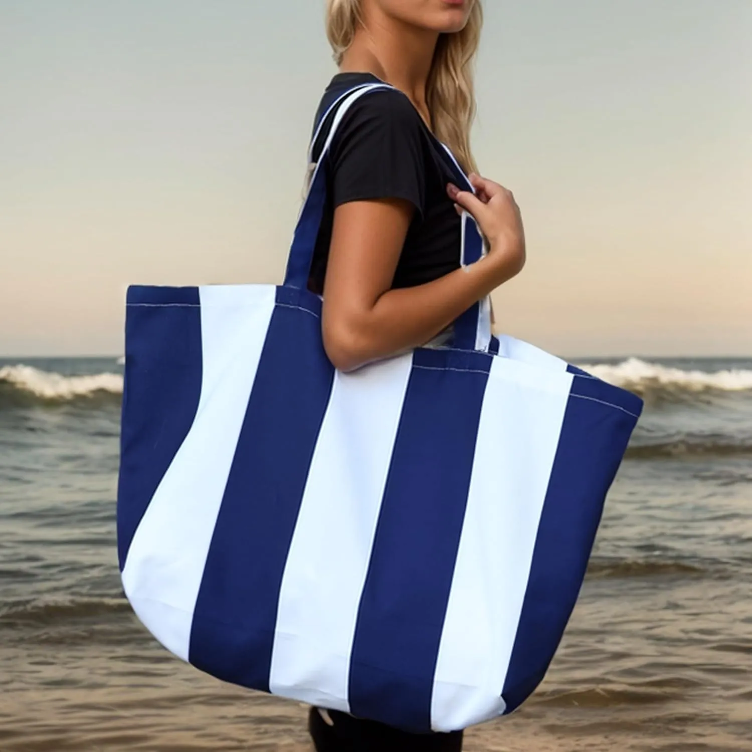 Large Canvas Tote Bag - Reusable Grocery Bag Foldable Heavy Duty Shopping Bag for DIY Art Crafts Painting Embroidery
