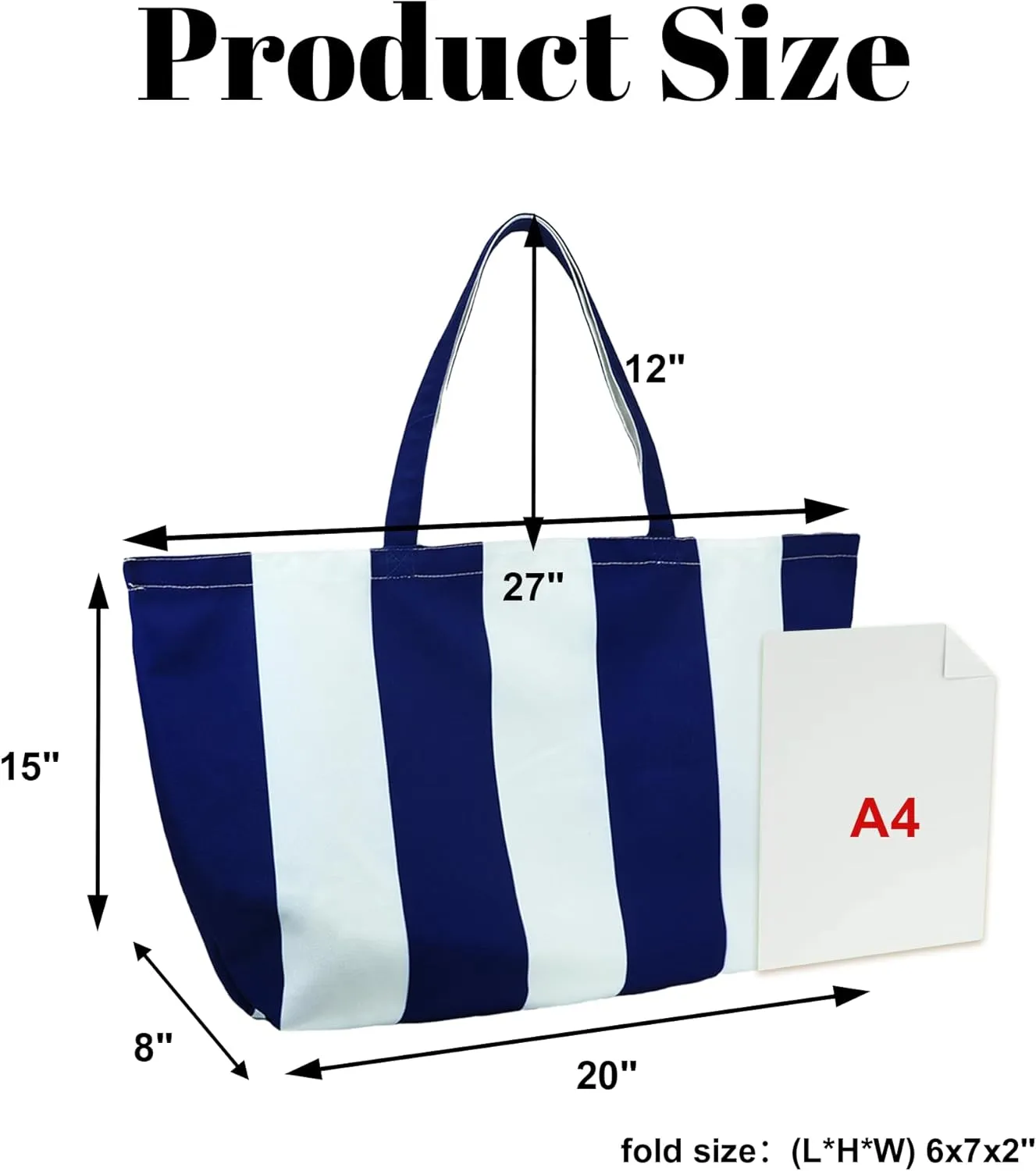 Large Canvas Tote Bag - Reusable Grocery Bag Foldable Heavy Duty Shopping Bag for DIY Art Crafts Painting Embroidery