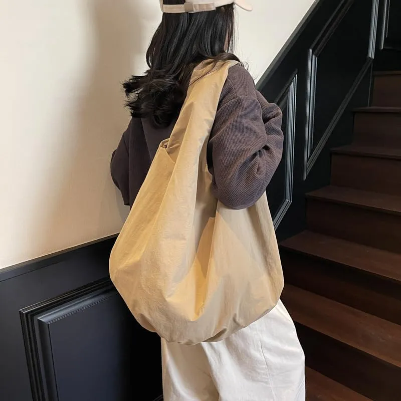 Large Capacity Slouchy Hobo Bag for Women Fashion Casual Versatile Shoulder Purses Solid Color Draped Tote Bag