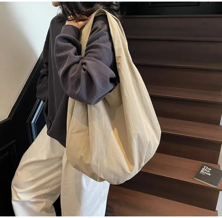 Large Capacity Slouchy Hobo Bag for Women Fashion Casual Versatile Shoulder Purses Solid Color Draped Tote Bag