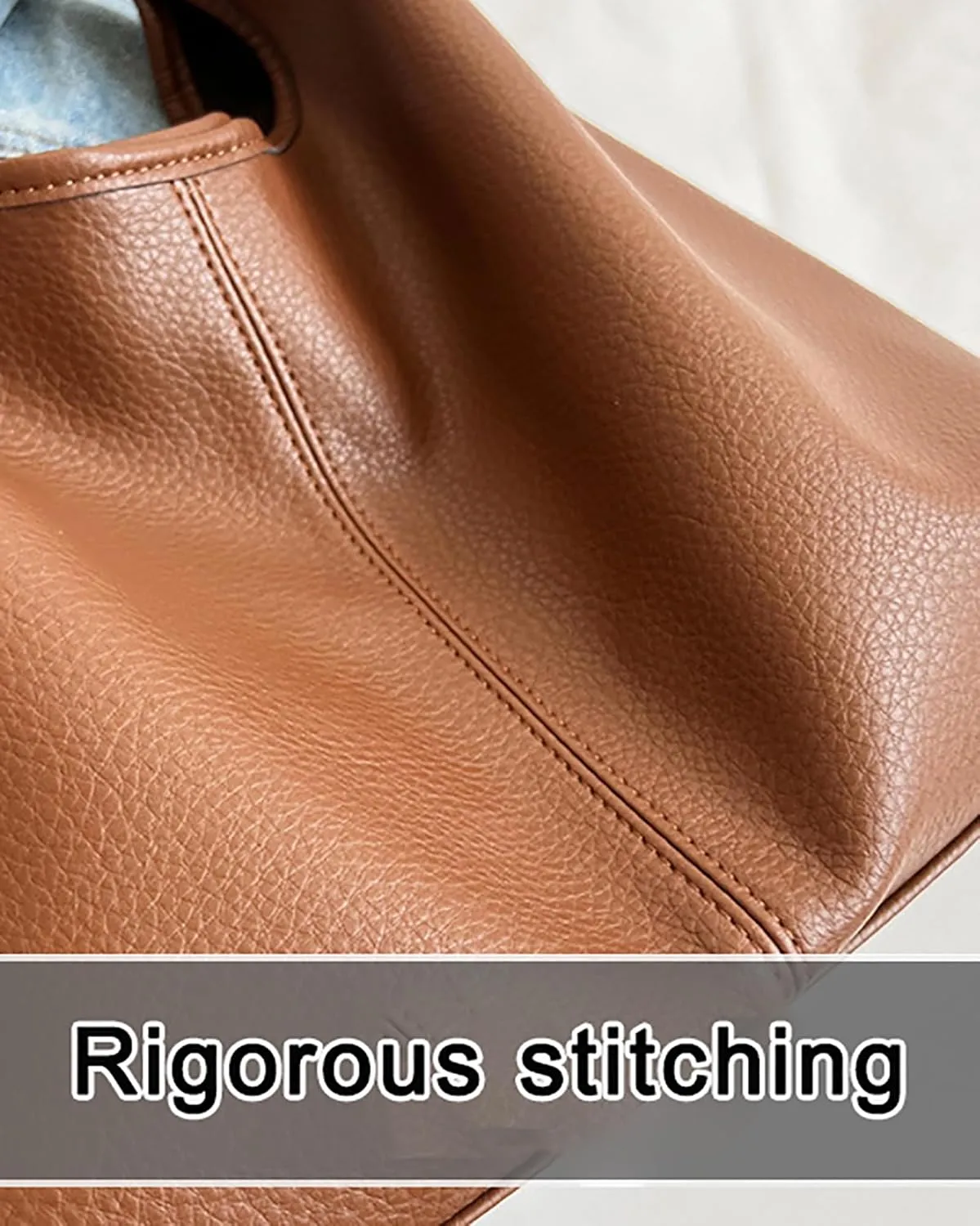 Large Slouchy Hobo Bags for Women, Vintage Soft Leather Shoulder Purse, 2024 Fall Ladies Tote Handbags with Wallet Set