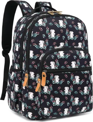 Leaper Water-resistant Cute Rabbit Laptop Backpack Bunny School Travel Bag Bookbags Satchel Black