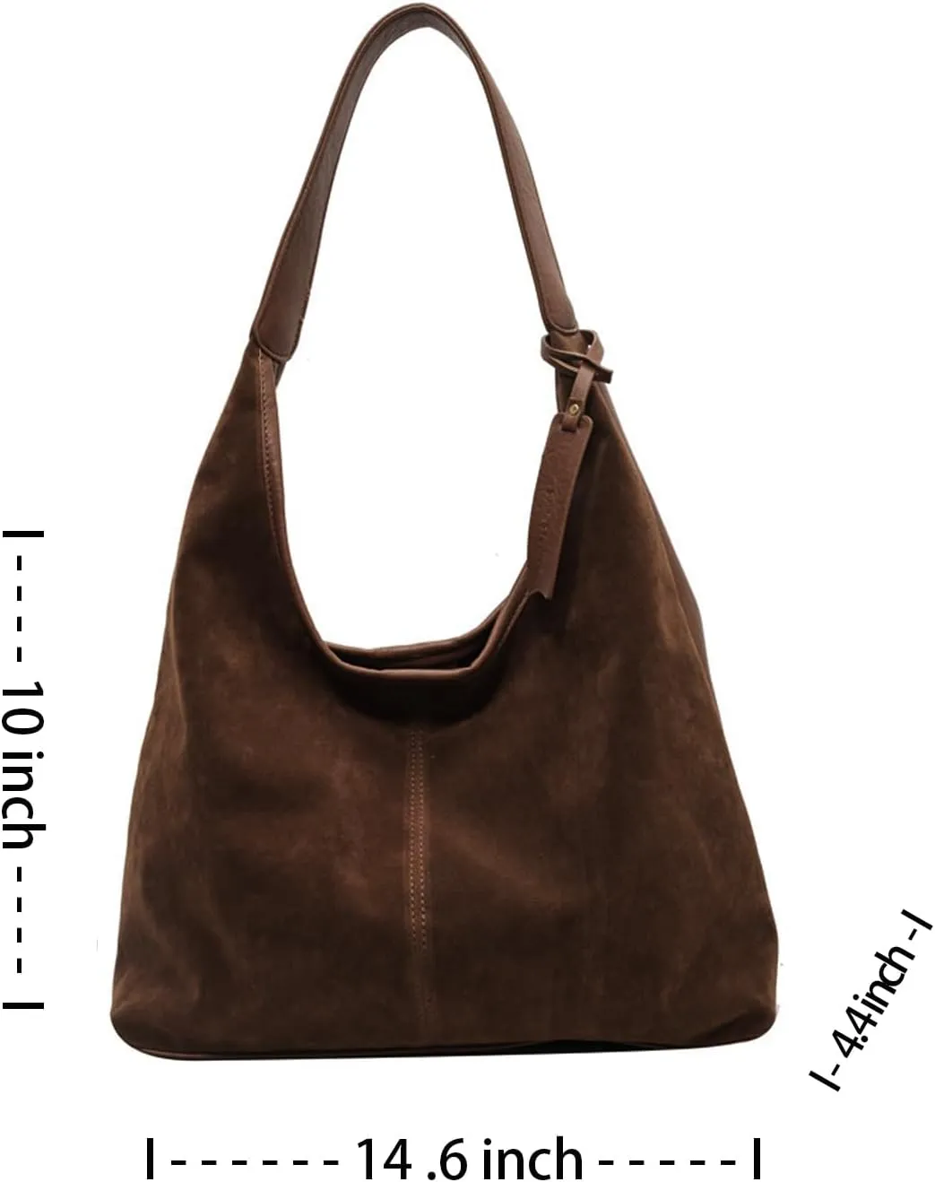 Leather Hobo Bags for Women - Brown Suede Slouchy Tote Bags - Fall Winter Purses & Handbags