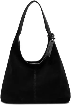 Leather Hobo Bags for Women - Brown Suede Slouchy Tote Bags - Fall Winter Purses & Handbags