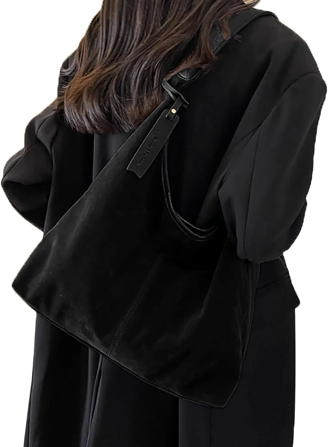 Leather Hobo Bags for Women - Brown Suede Slouchy Tote Bags - Fall Winter Purses & Handbags