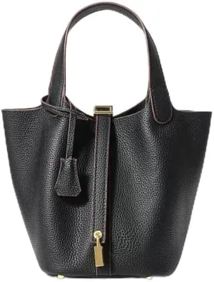 Leather Ladies Fashion Simple Handbag Designer Clutch Tote Bag for Women Ethnic Vintage Small Bucket - Vegetable Basket Bag