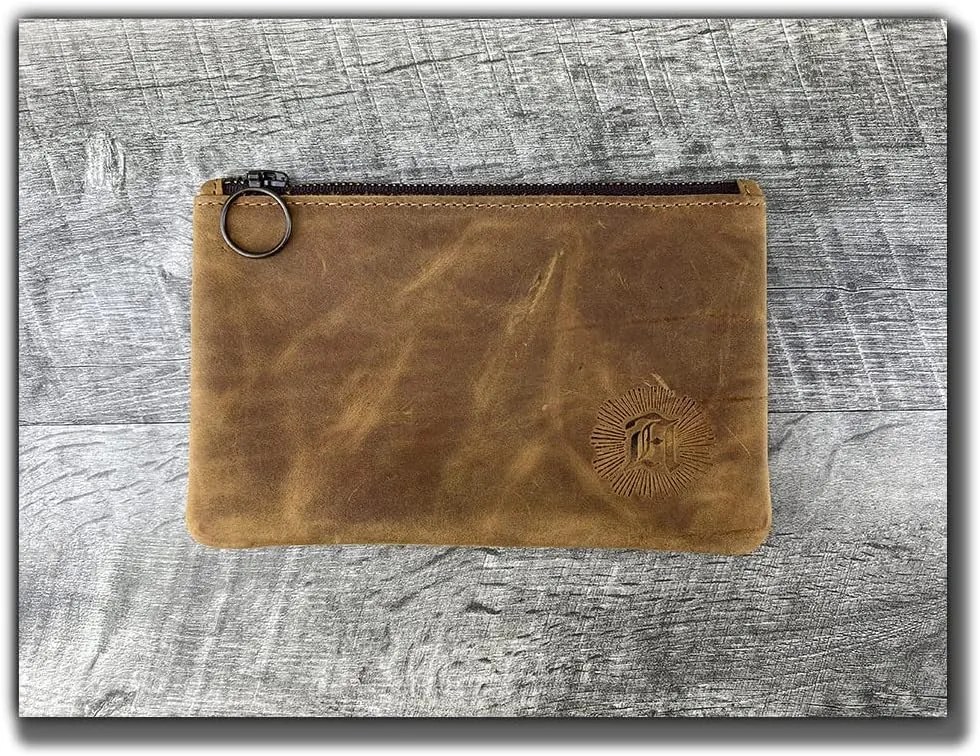 Leather Pouch with Zipper
