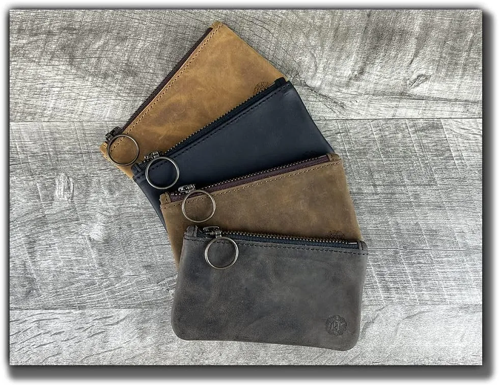 Leather Pouch with Zipper