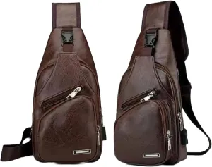 Leather sling bag for men, small crossbody cycling bag, waterproof travel chest bag, sling bag Party favor