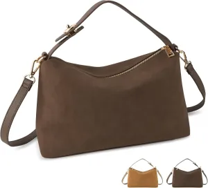Leather Suede Tote Bags for Women, Brown Suede Purse Handbag Retro Crossbody Bag, Hobo Suede Shoulder Bag Satchels Bag