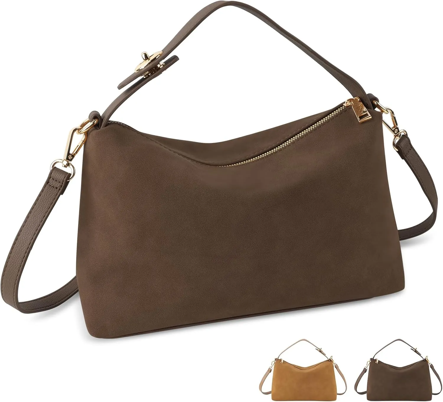 Leather Suede Tote Bags for Women, Brown Suede Purse Handbag Retro Crossbody Bag, Hobo Suede Shoulder Bag Satchels Bag
