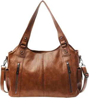 Leather Tote Bag For Women Soft Leather Hobo Purses Large Satchel Bags Crossbody Slouchy Bag Multi Pockets Leather Handbags