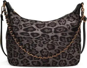 Leopard Faux Suede Purse for Women Cheetah Print Handbags Shoulder Purse Hobo purse