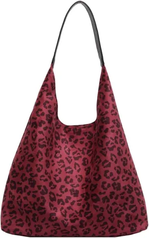 Leopard Tote Bag for Women, Cute Animal Print Purse, Vintage Hobo Bag, Large Capacity, Suede