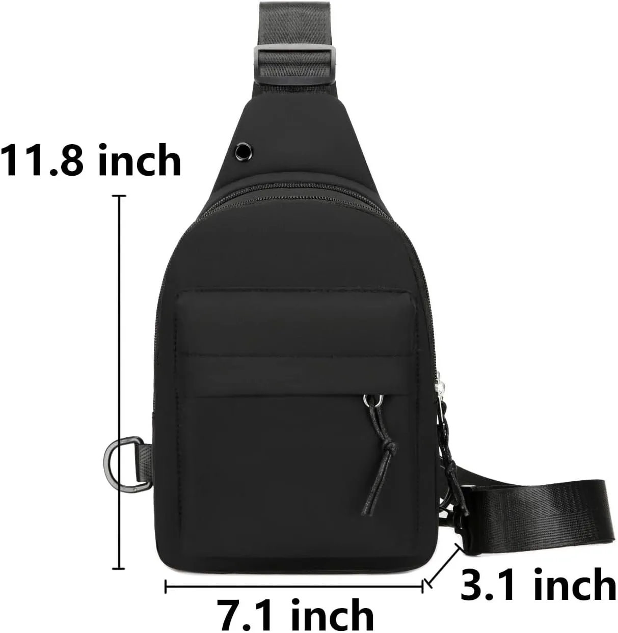 Lightweight Chest Sling Bag Small Crossbody Shoulder Fanny Packs Casual Daypack for Men Women Widened Strap(Black)
