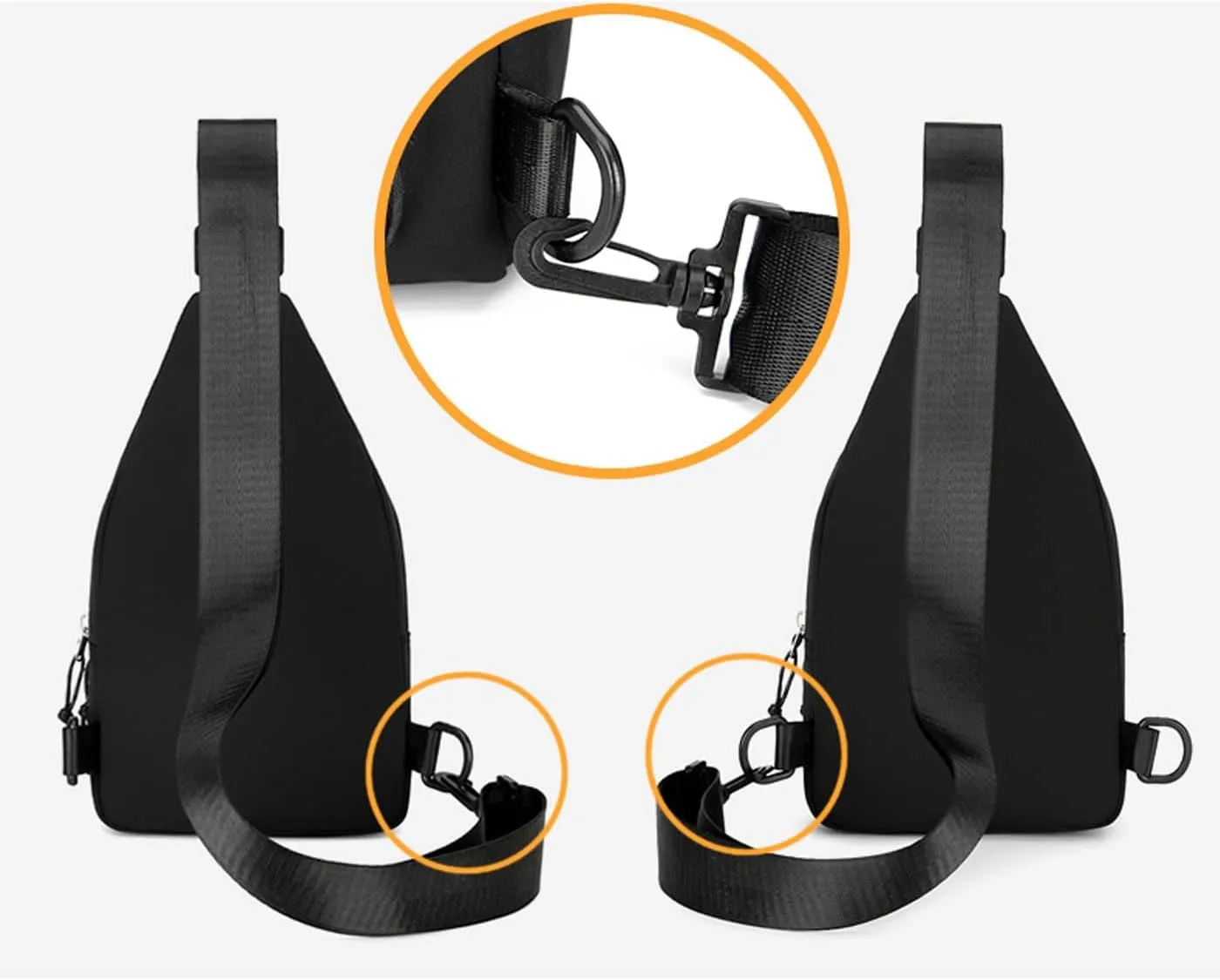Lightweight Chest Sling Bag Small Crossbody Shoulder Fanny Packs Casual Daypack for Men Women Widened Strap(Black)
