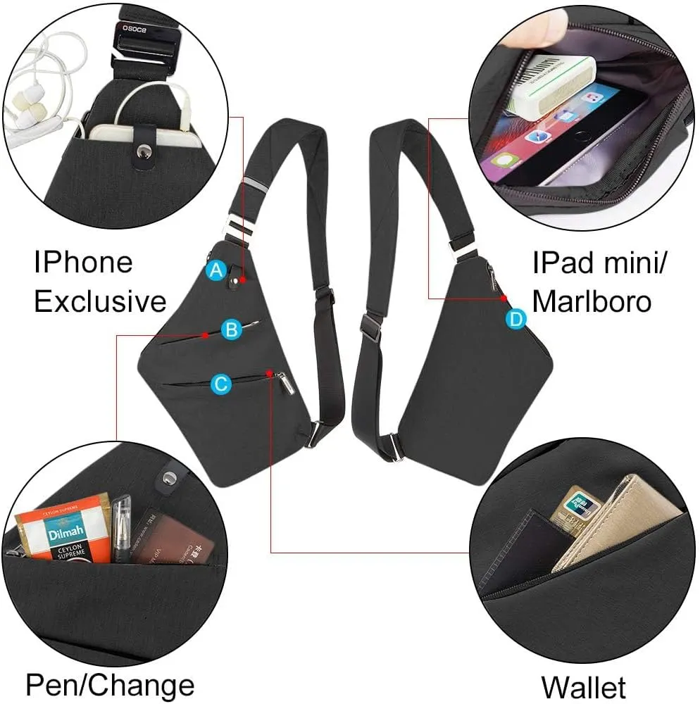 Lightweight Sling Bag, Anti Theft Crossbody Bags for Women Men Casual Shoulder Crossbody Sport Travel Hiking Bag