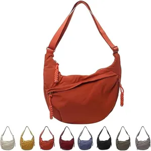 Limorence Crossbody Bag, 2025 New Limorence Women's Fashion Plain Color Nylon Crossbody Bag (Orange,one size)