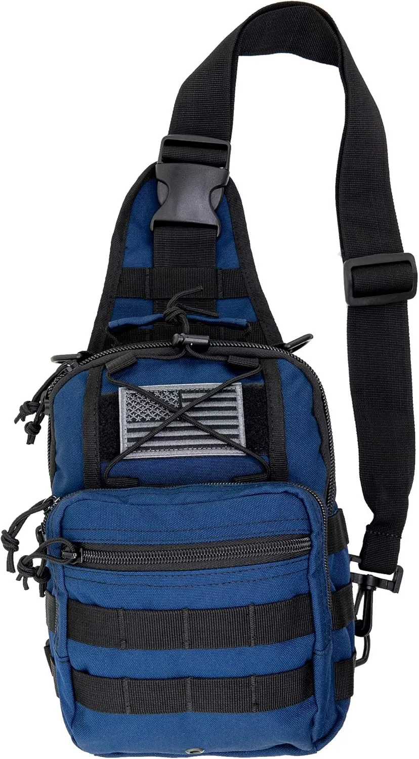 LINE2design First Aid Sling Backpack - Lightweight Sling Backpack Tactical Shoulder EDC Bag - EMS Equipment Emergency Medical Supplies Shoulder Molle Bag - Perfect for Camping Hiking Trekking - Navy